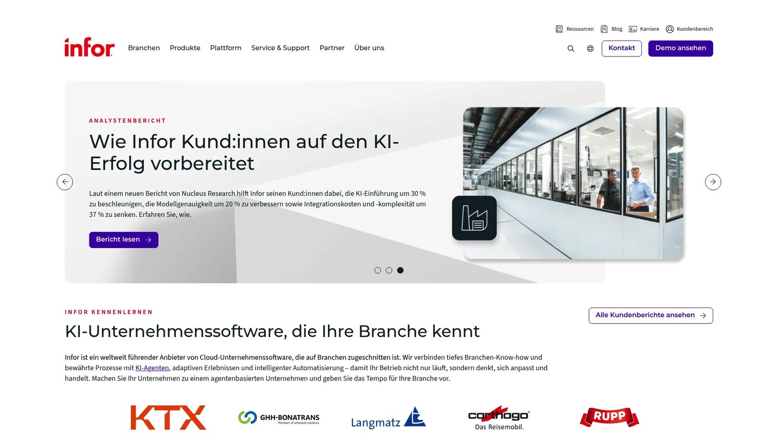 Infor enterprise cloud ERP homepage