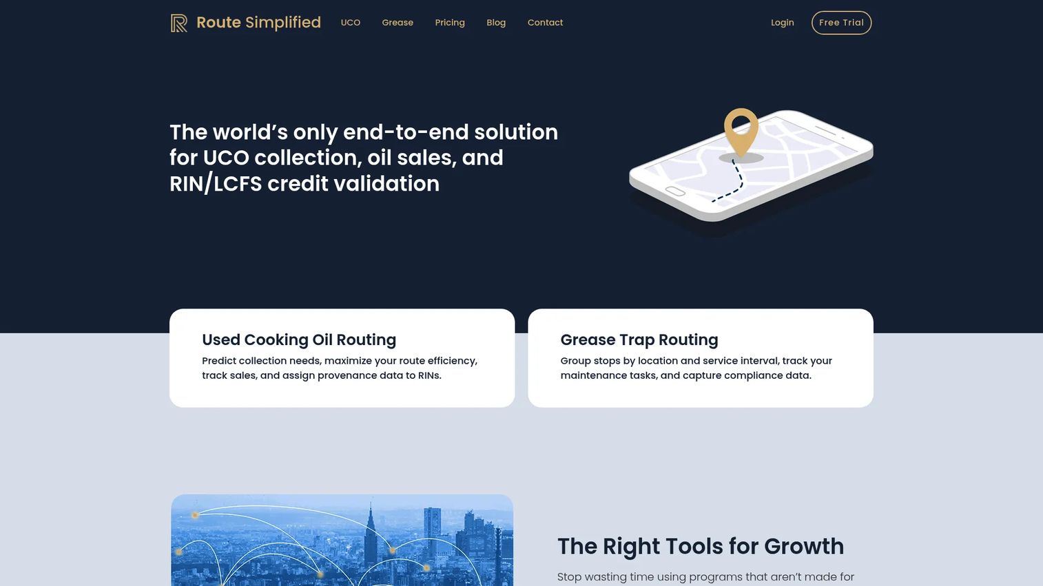 Route Simplified grease trap routing software homepage