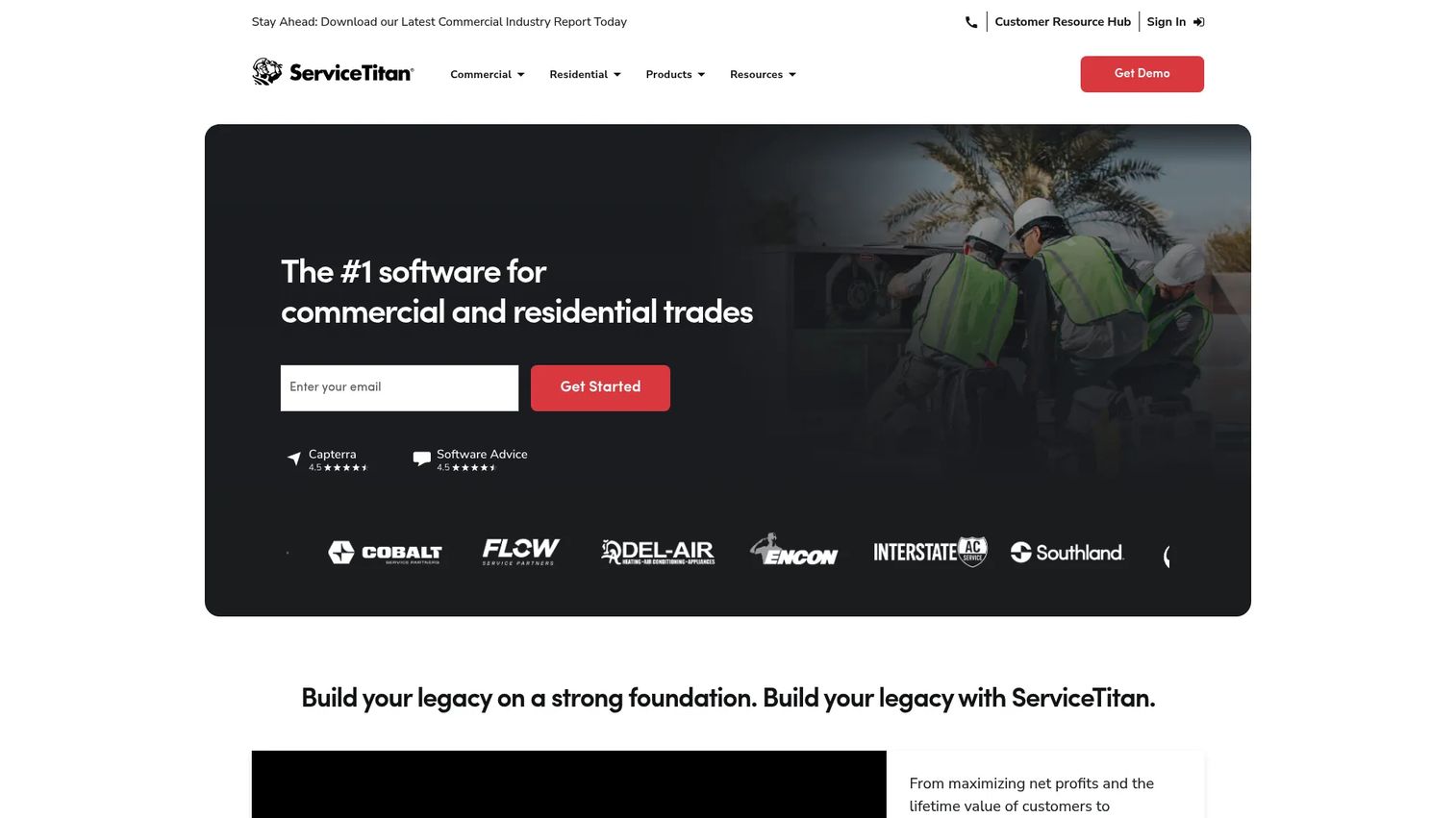 ServiceTitan field service platform homepage