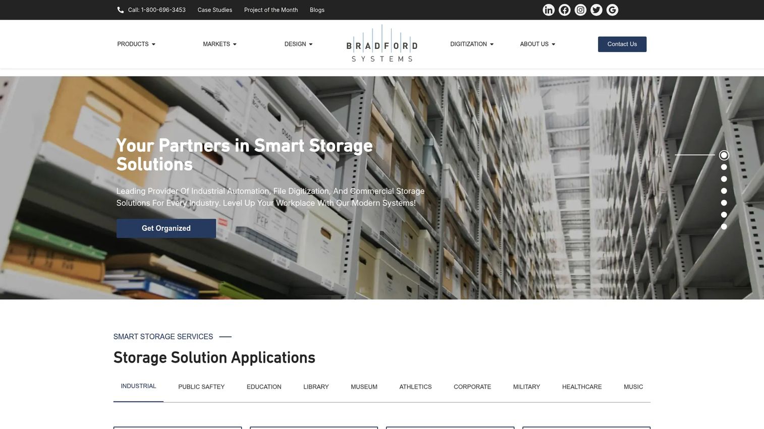 Bradford Systems smart storage and locker solutions homepage