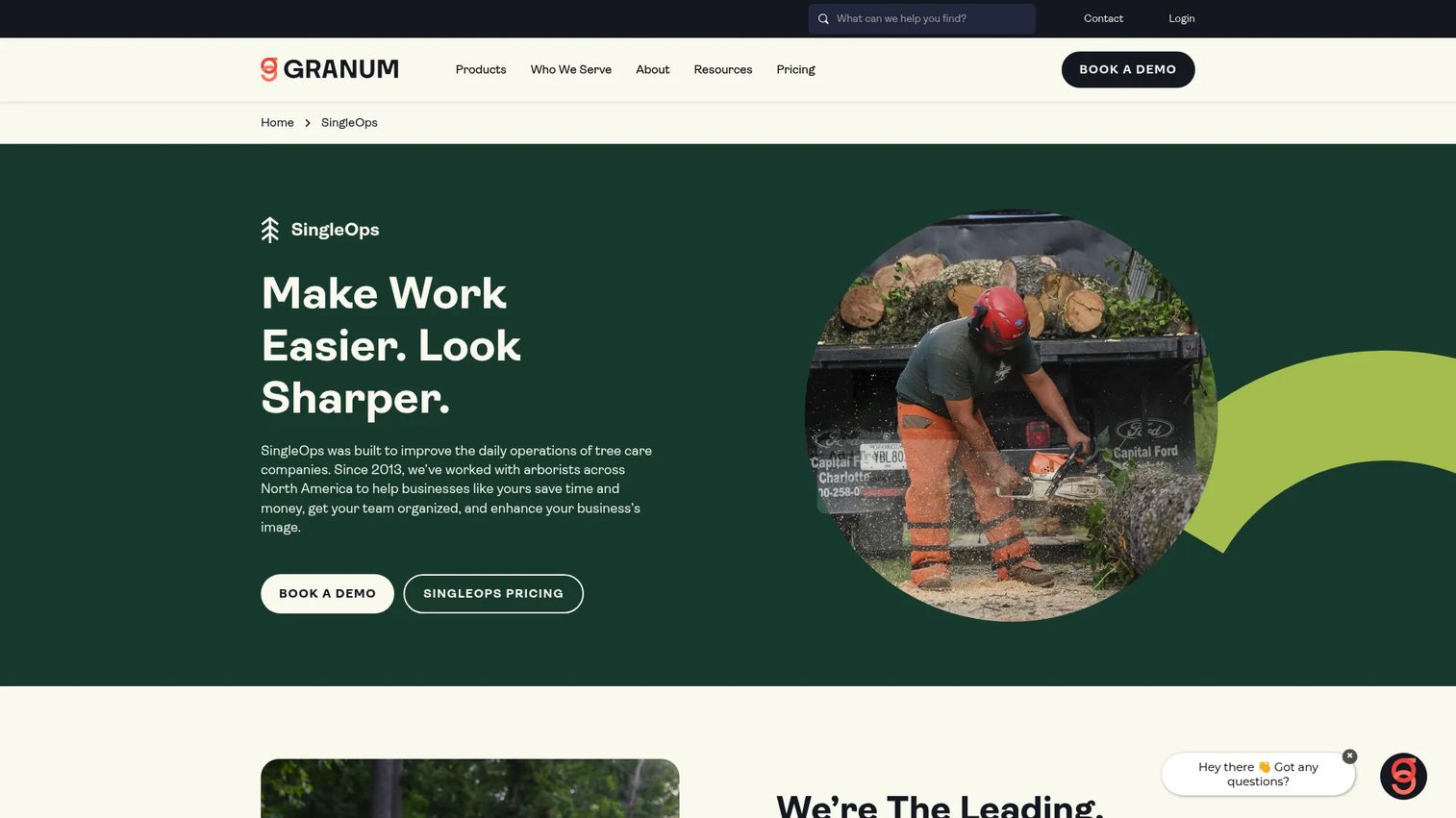 SingleOps tree service software homepage