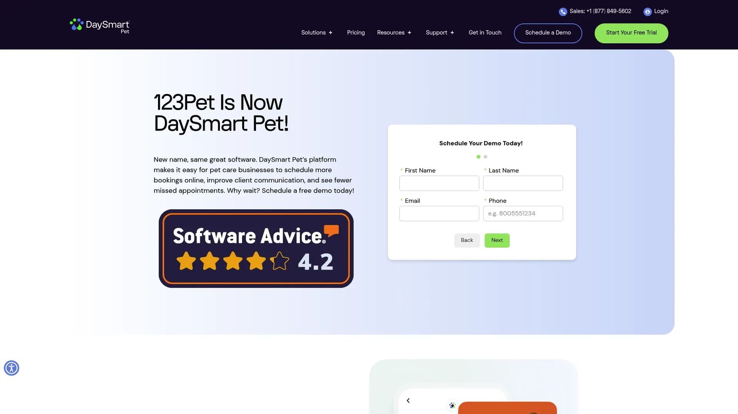 123Pet grooming software homepage