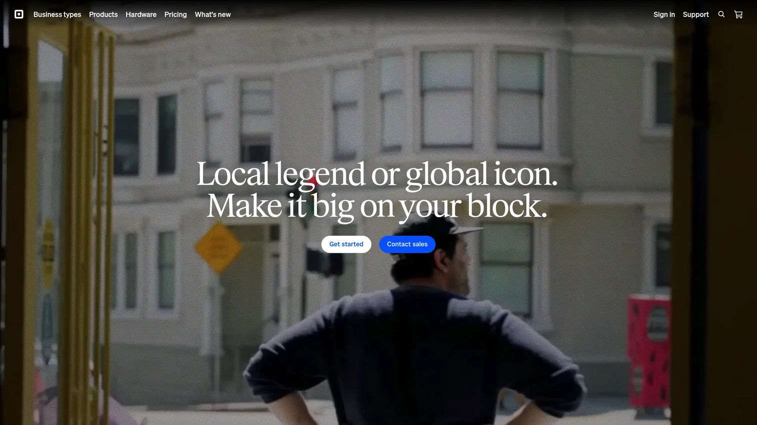 Square commerce and POS platform homepage