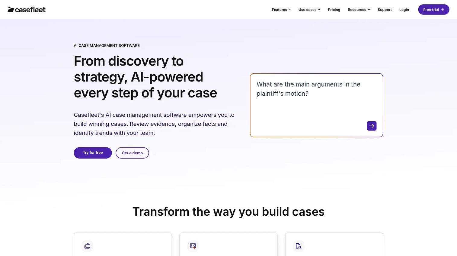 Casefleet litigation case management interface