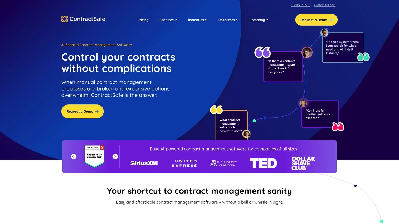 ContractSafe contract management software homepage