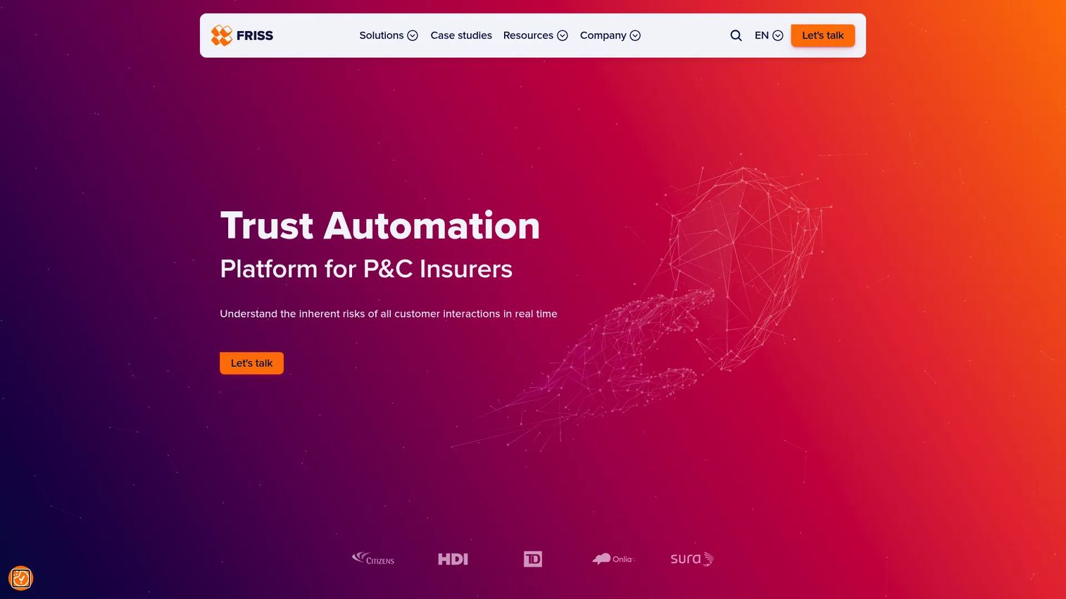 FRISS website homepage