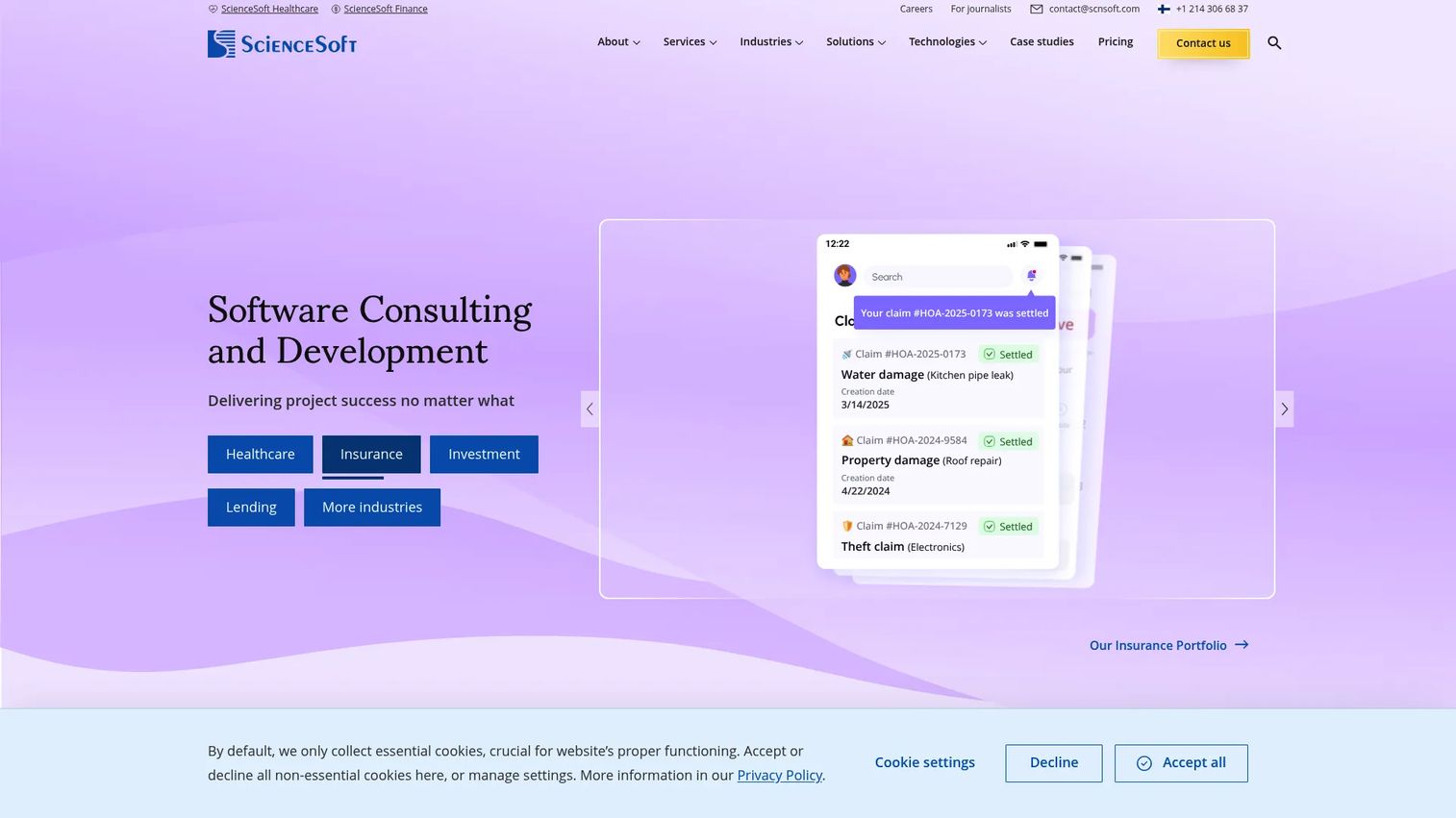 ScienceSoft custom software development company homepage