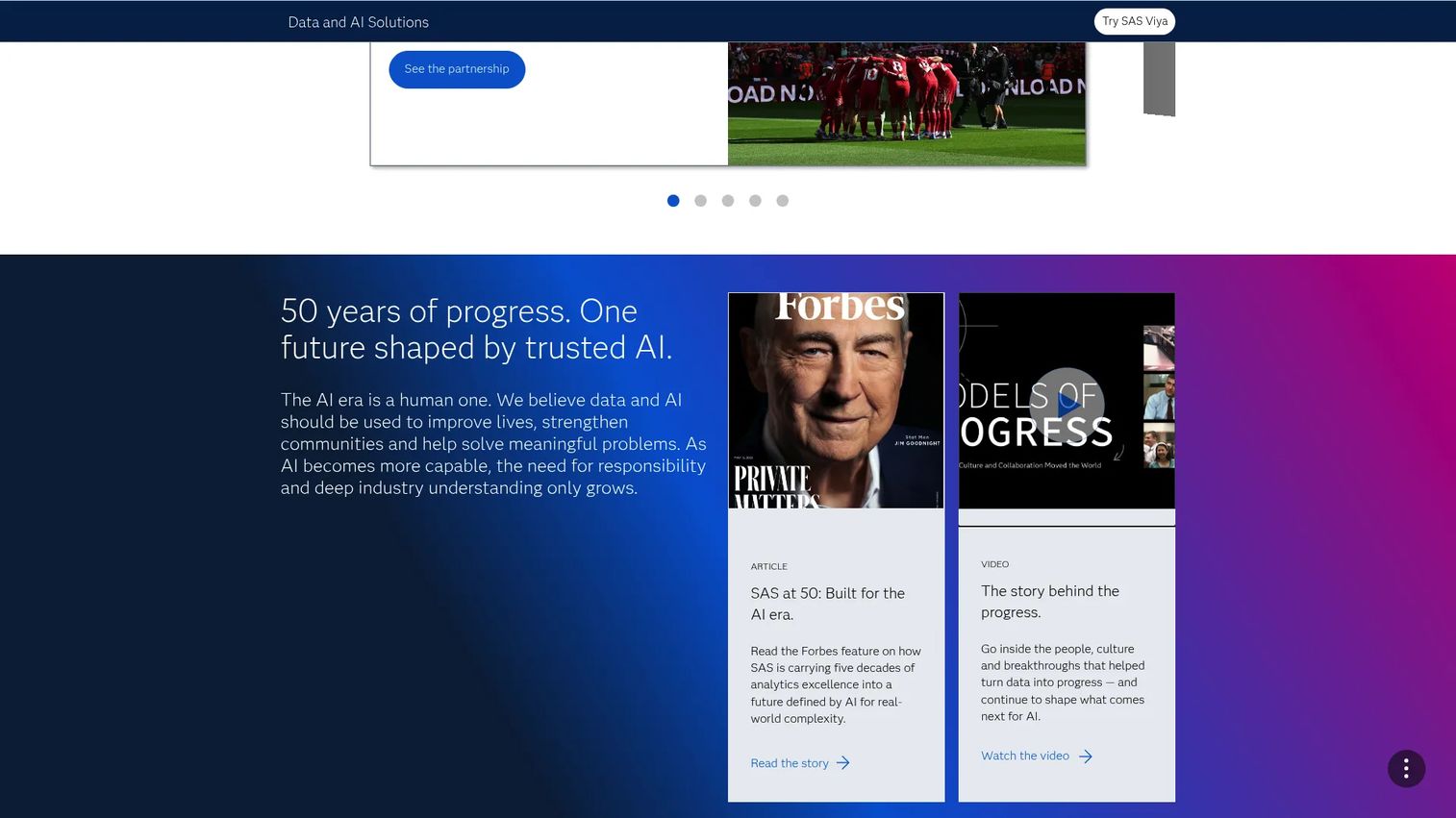 SAS website homepage