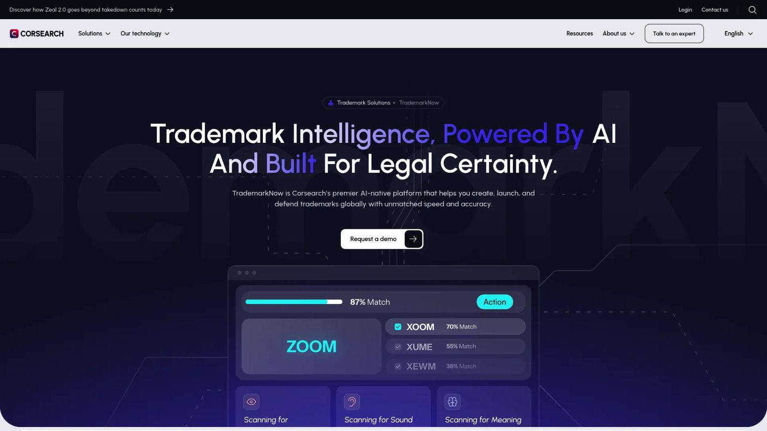 TrademarkNow AI trademark search and monitoring platform
