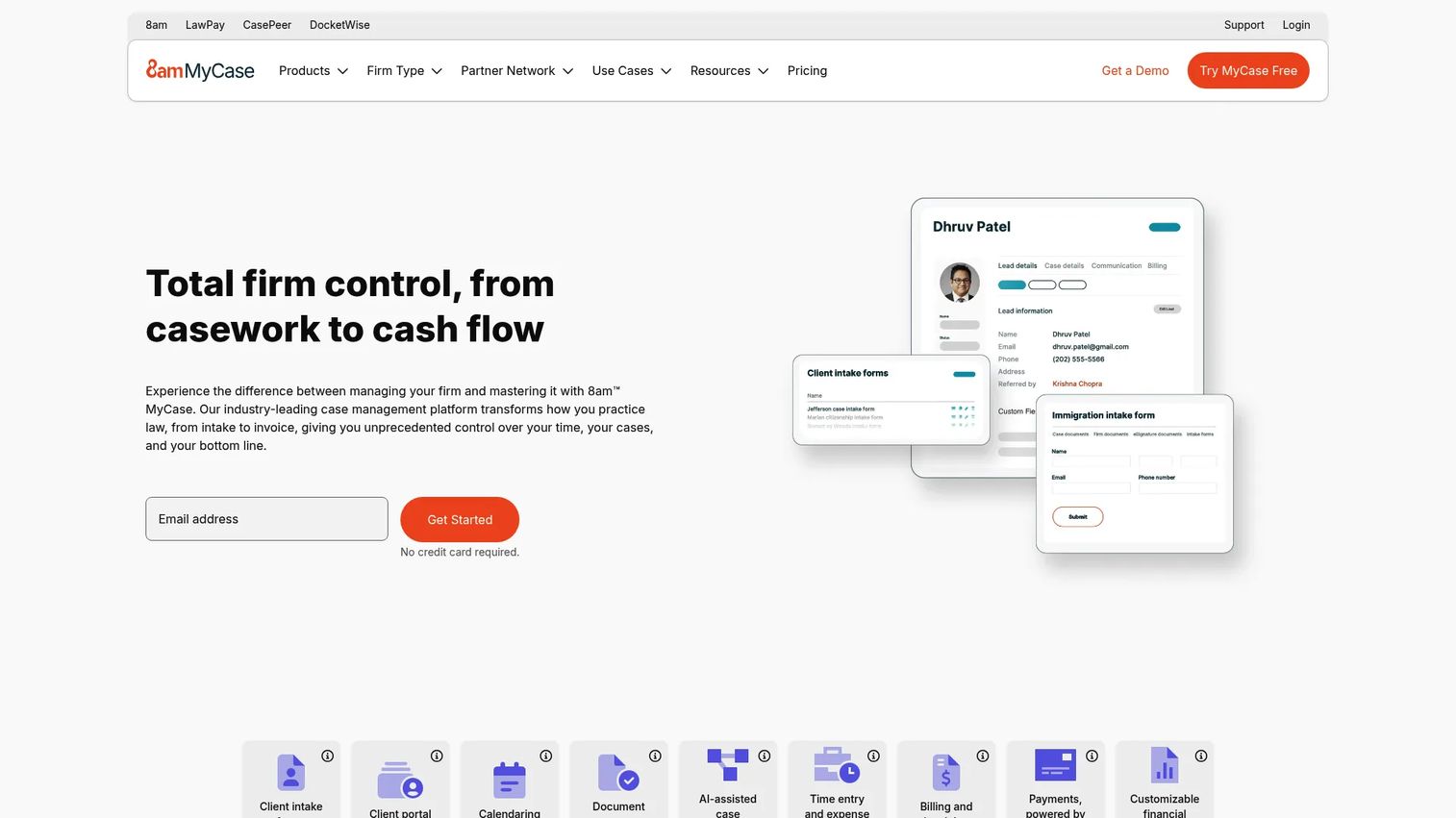 MyCase legal practice management platform homepage