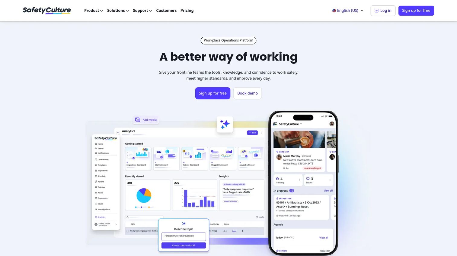 SafetyCulture inspection platform homepage