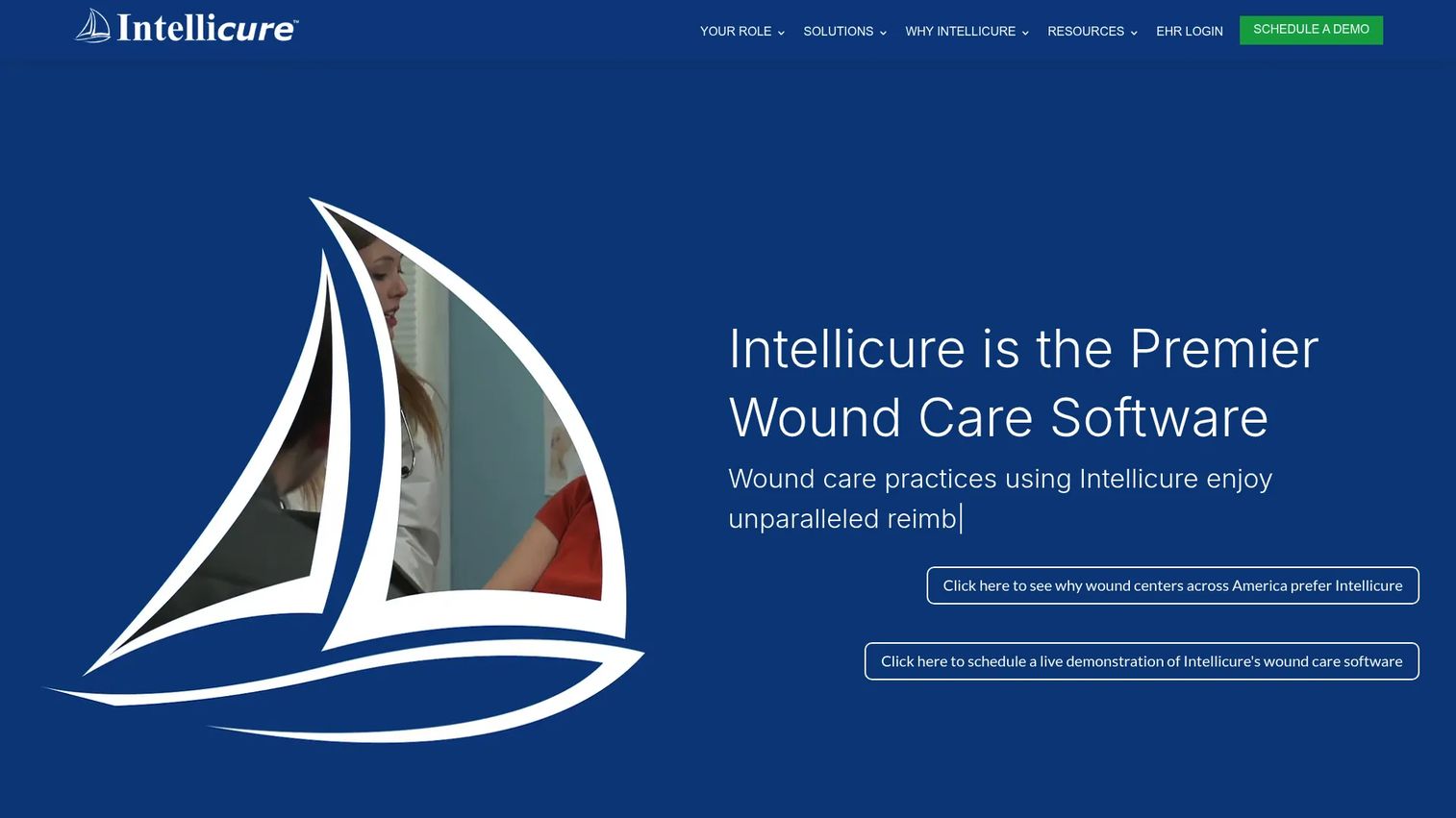 Intellicure wound care EHR homepage