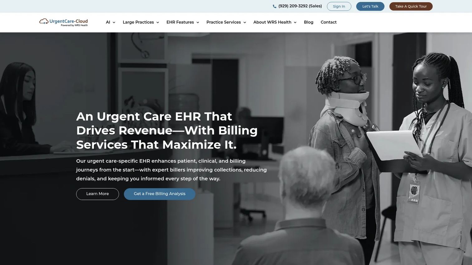 UrgentCare-Cloud EHR homepage