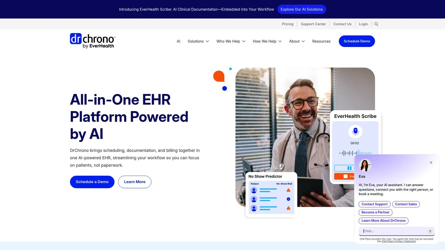 DrChrono mobile-first EHR and practice management software homepage