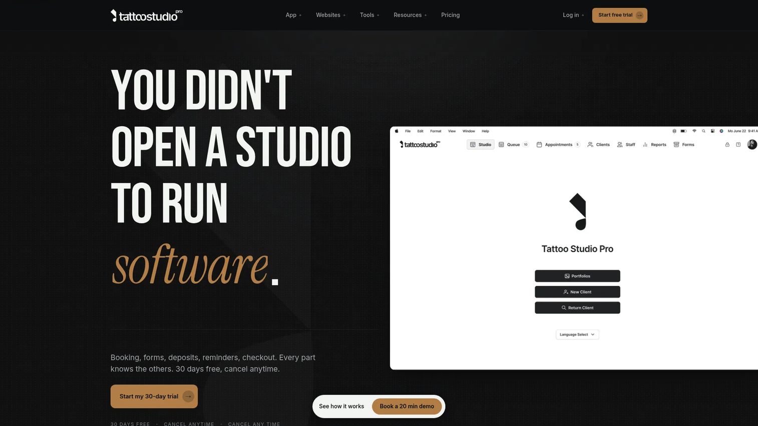 Tattoo Studio Pro software homepage