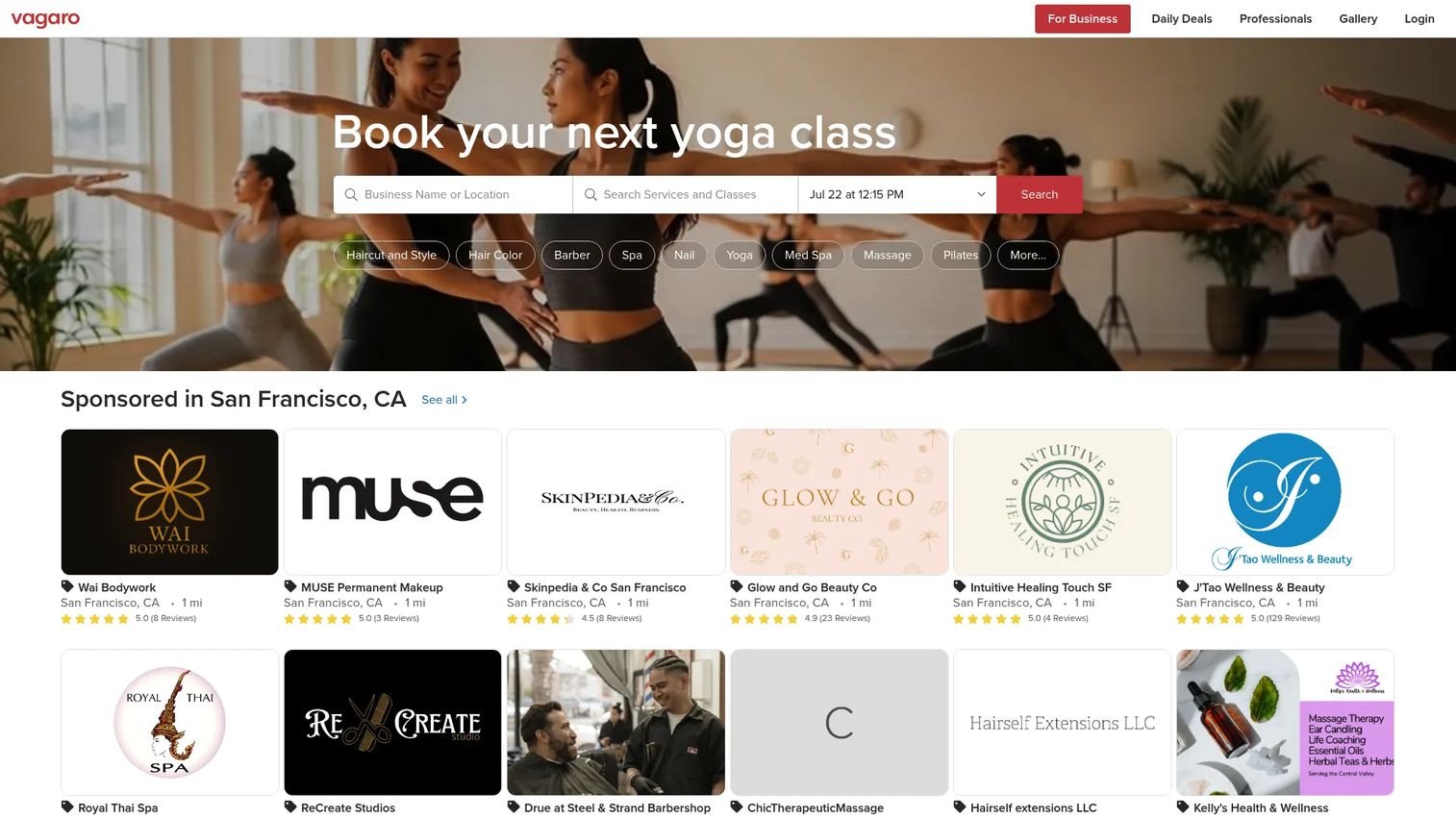 Vagaro salon and studio management software homepage