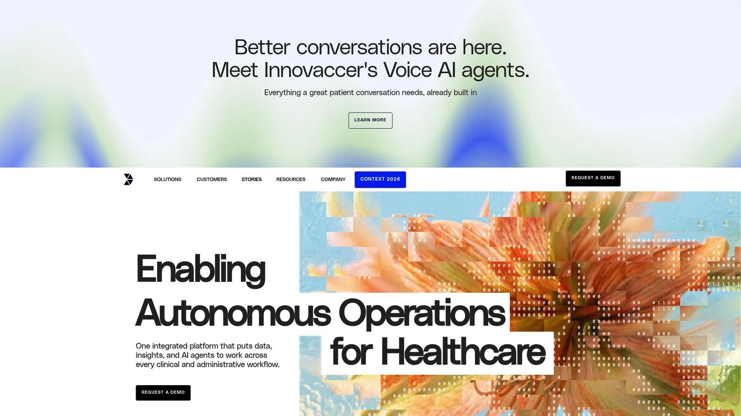 Innovaccer healthcare data and AI platform homepage
