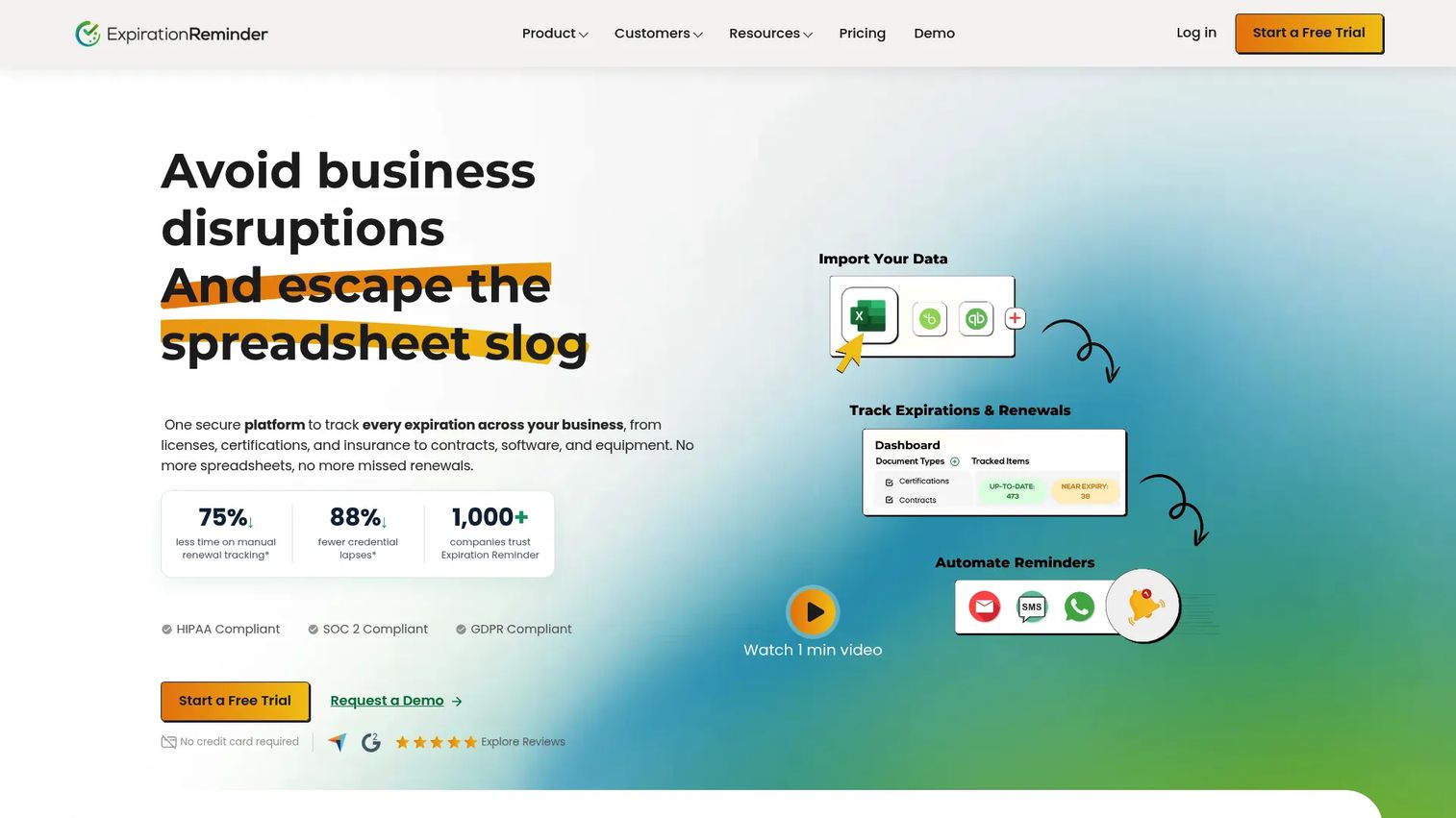 Expiration Reminder credential tracking software homepage
