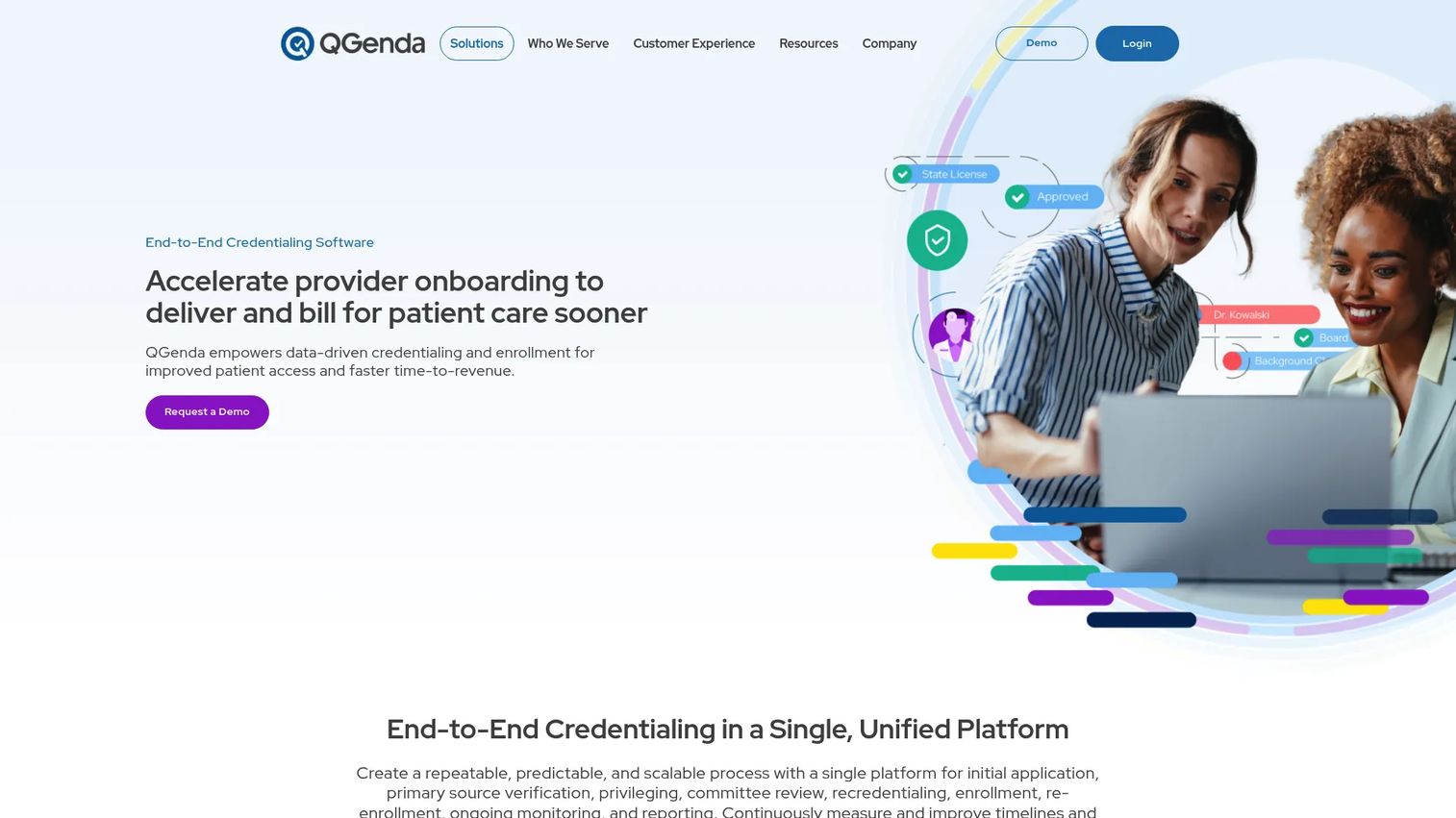 QGenda Credentialing software homepage