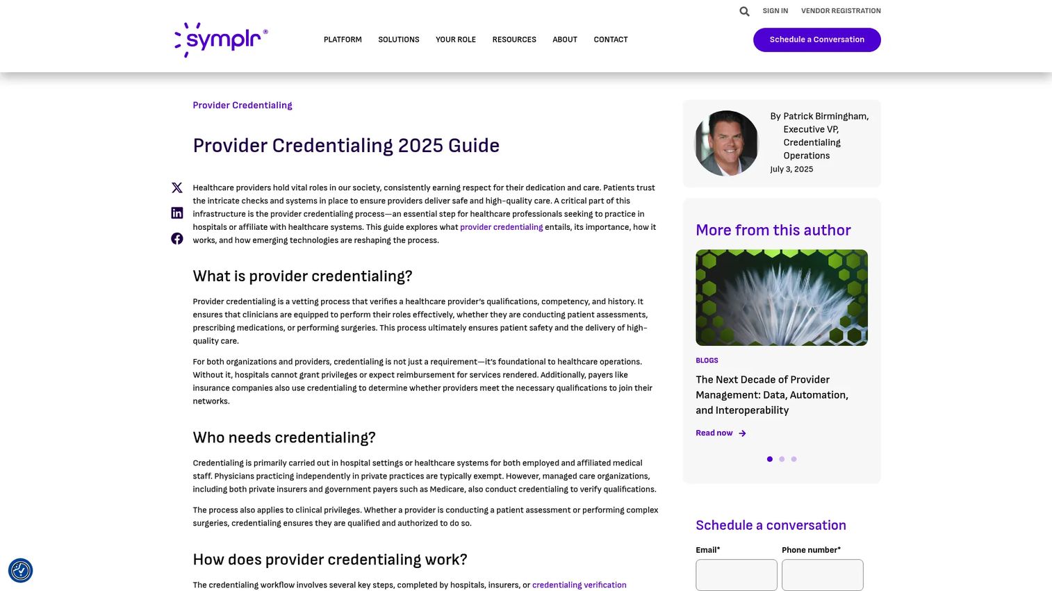 symplr Provider credentialing software homepage