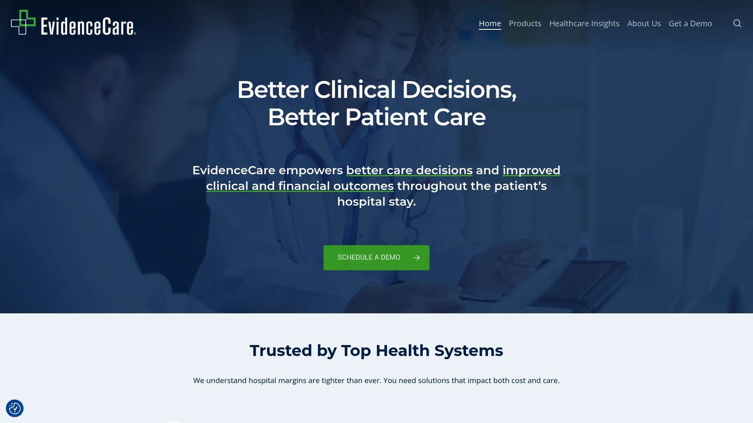 EvidenceCare clinical decision support platform homepage