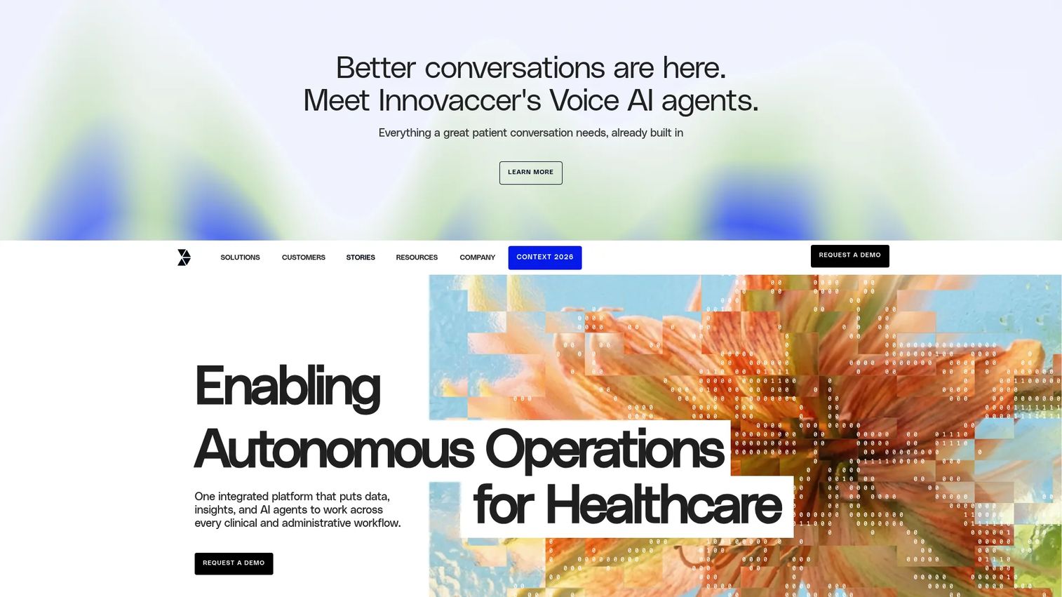 Innovaccer healthcare intelligence platform homepage