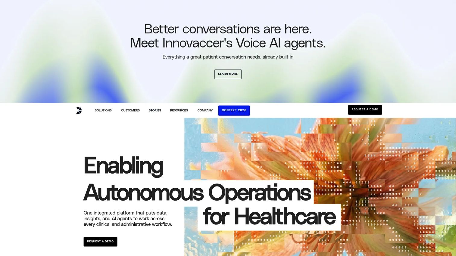 Innovaccer healthcare AI platform homepage