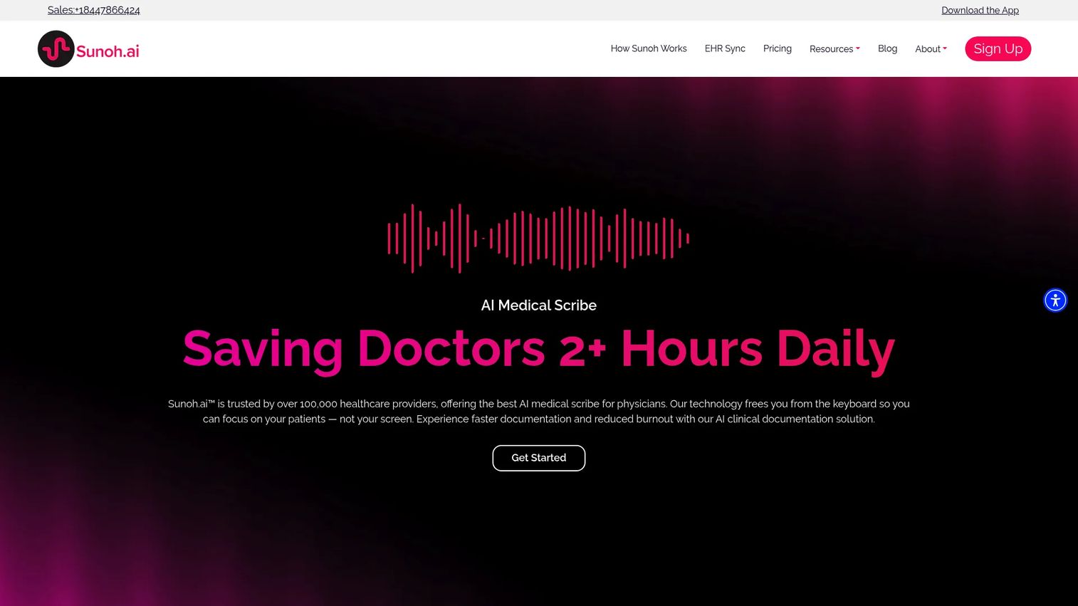 Sunoh.ai ambient listening medical scribe homepage