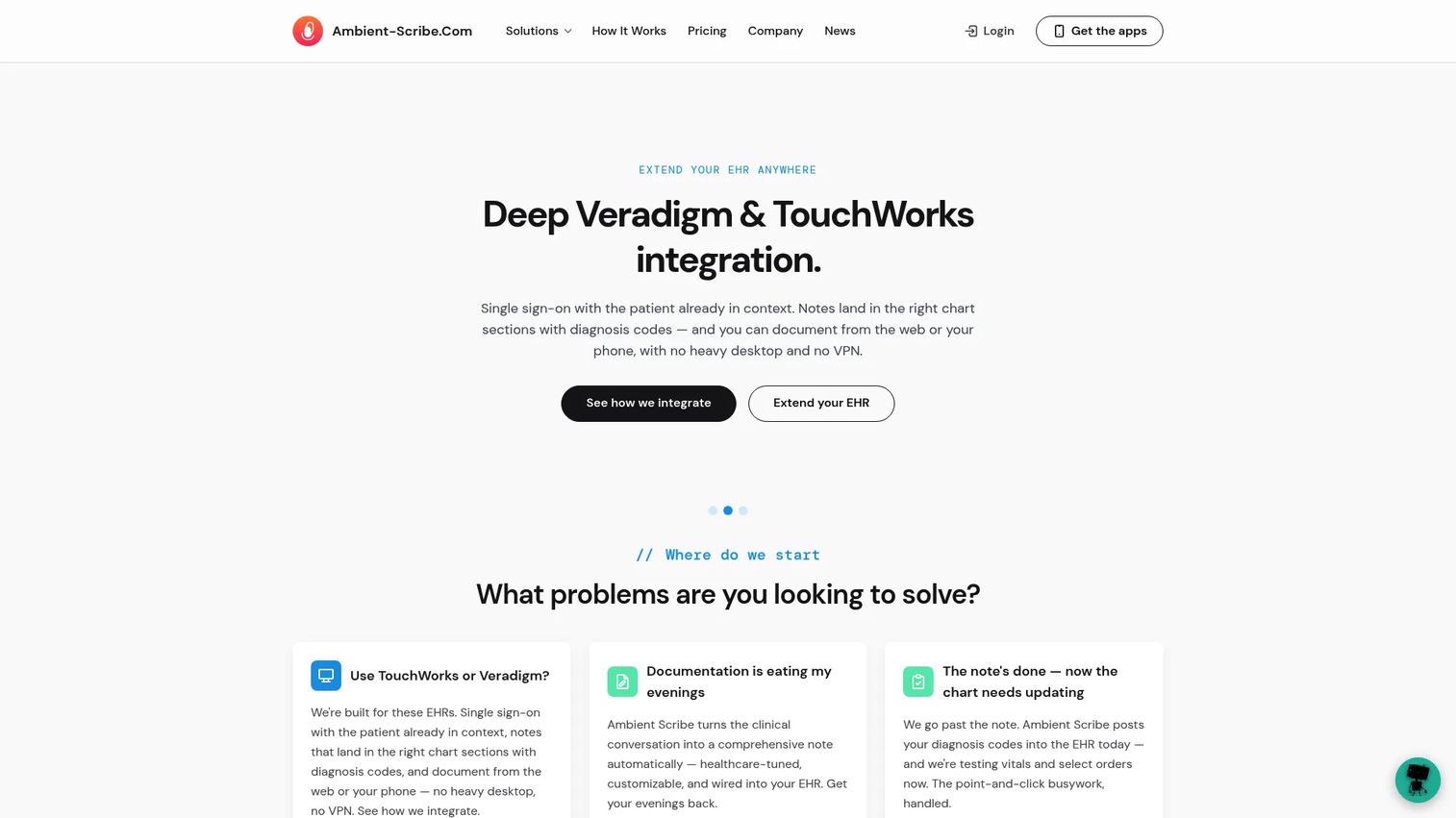 Ambient Scribe clinical documentation homepage