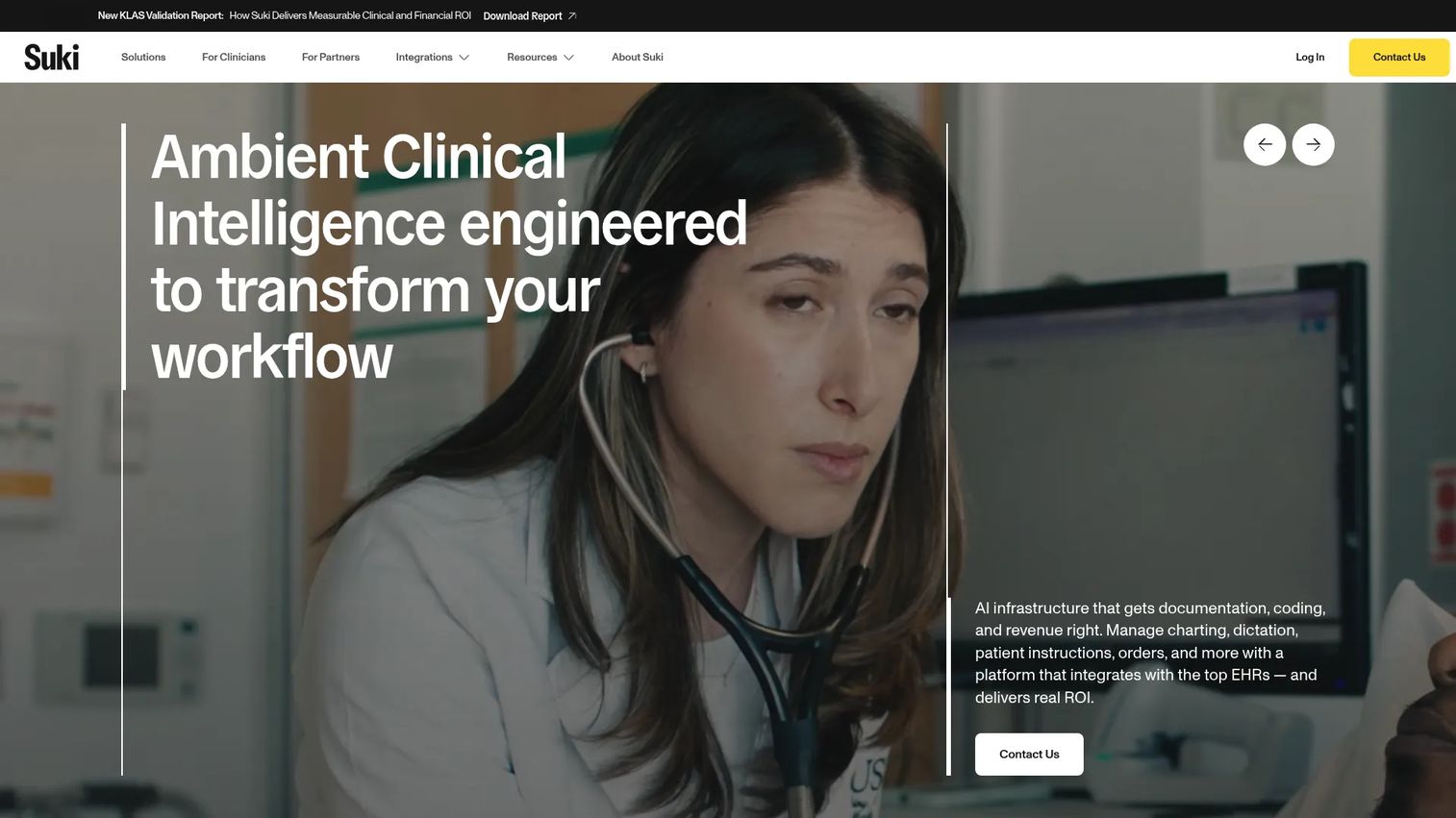 Suki AI healthcare assistant homepage