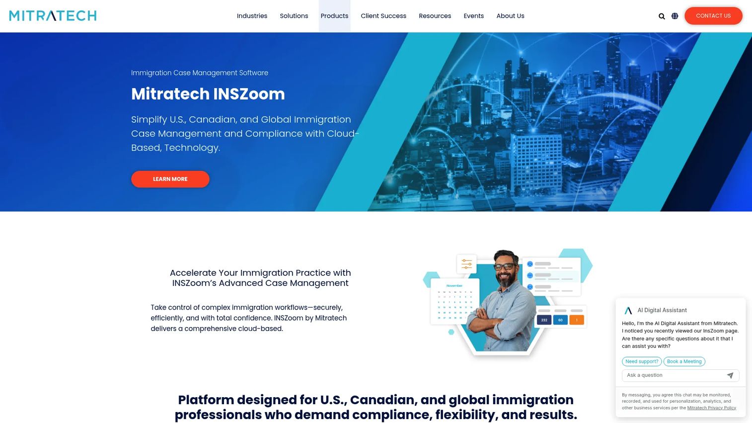 INSZoom global immigration software homepage