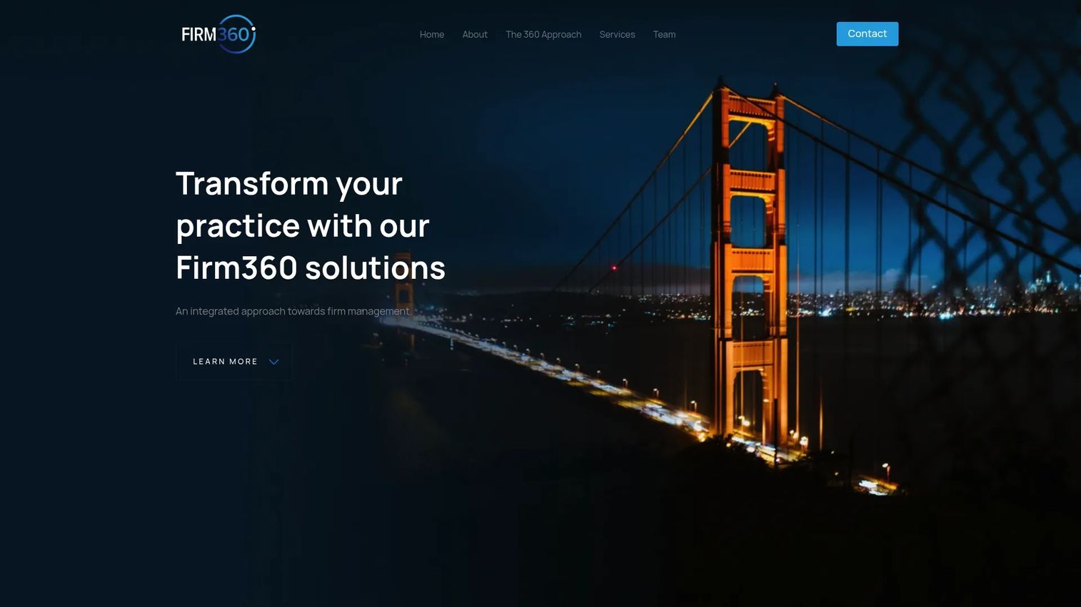 Firm360 practice management platform homepage