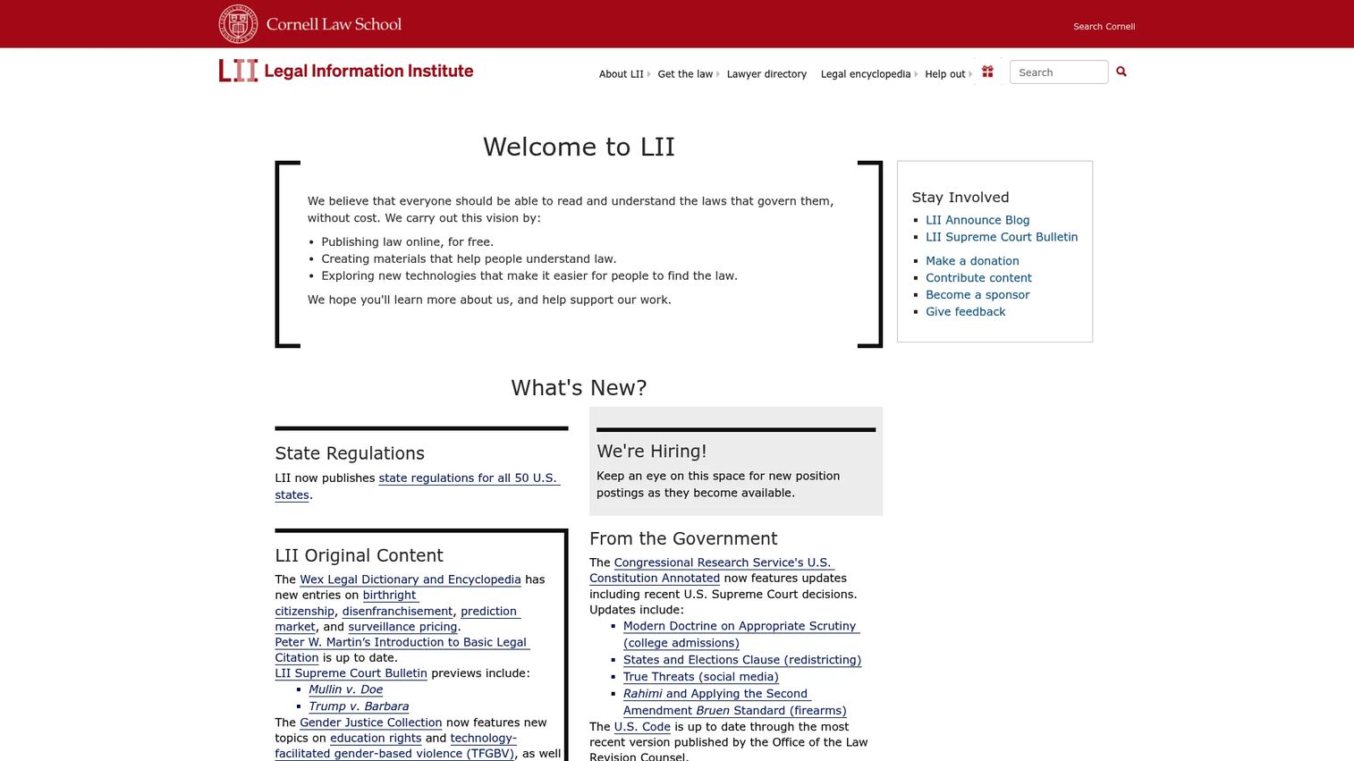 Legal Information Institute free legal reference