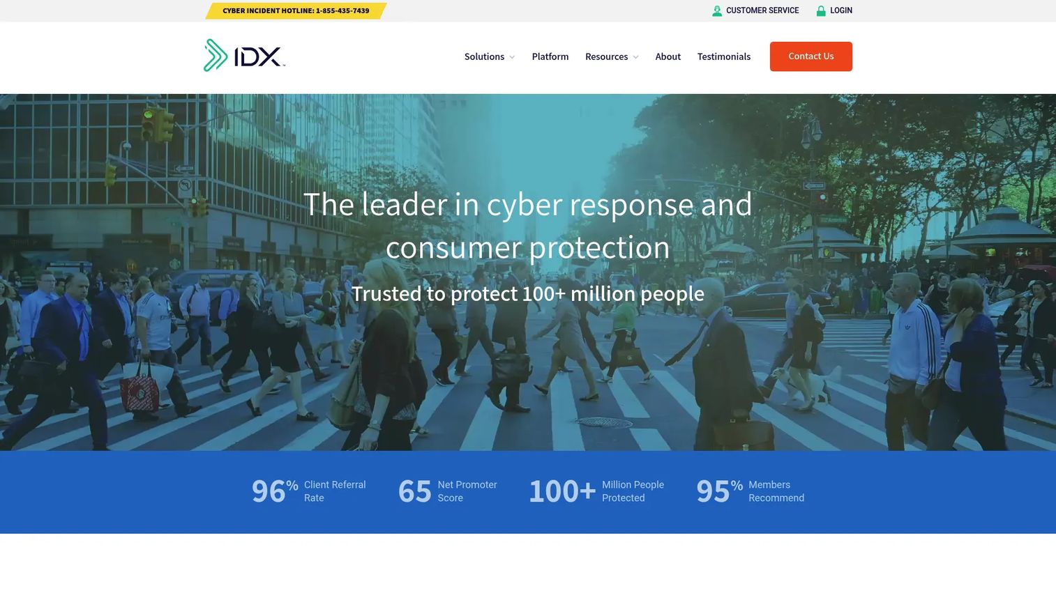IDX identity theft protection homepage showing consumer privacy plans