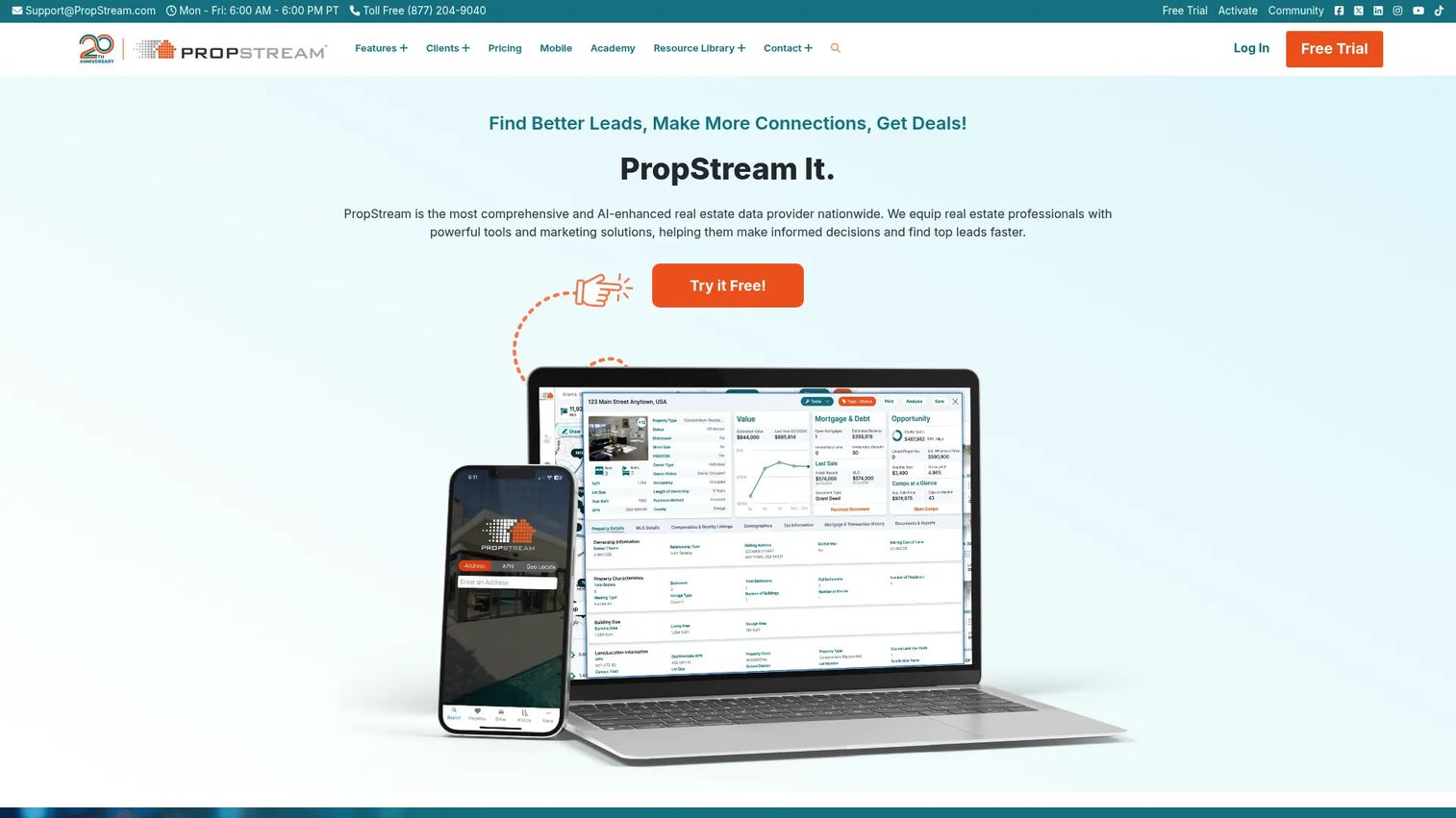 PropStream property data and lead generation search interface
