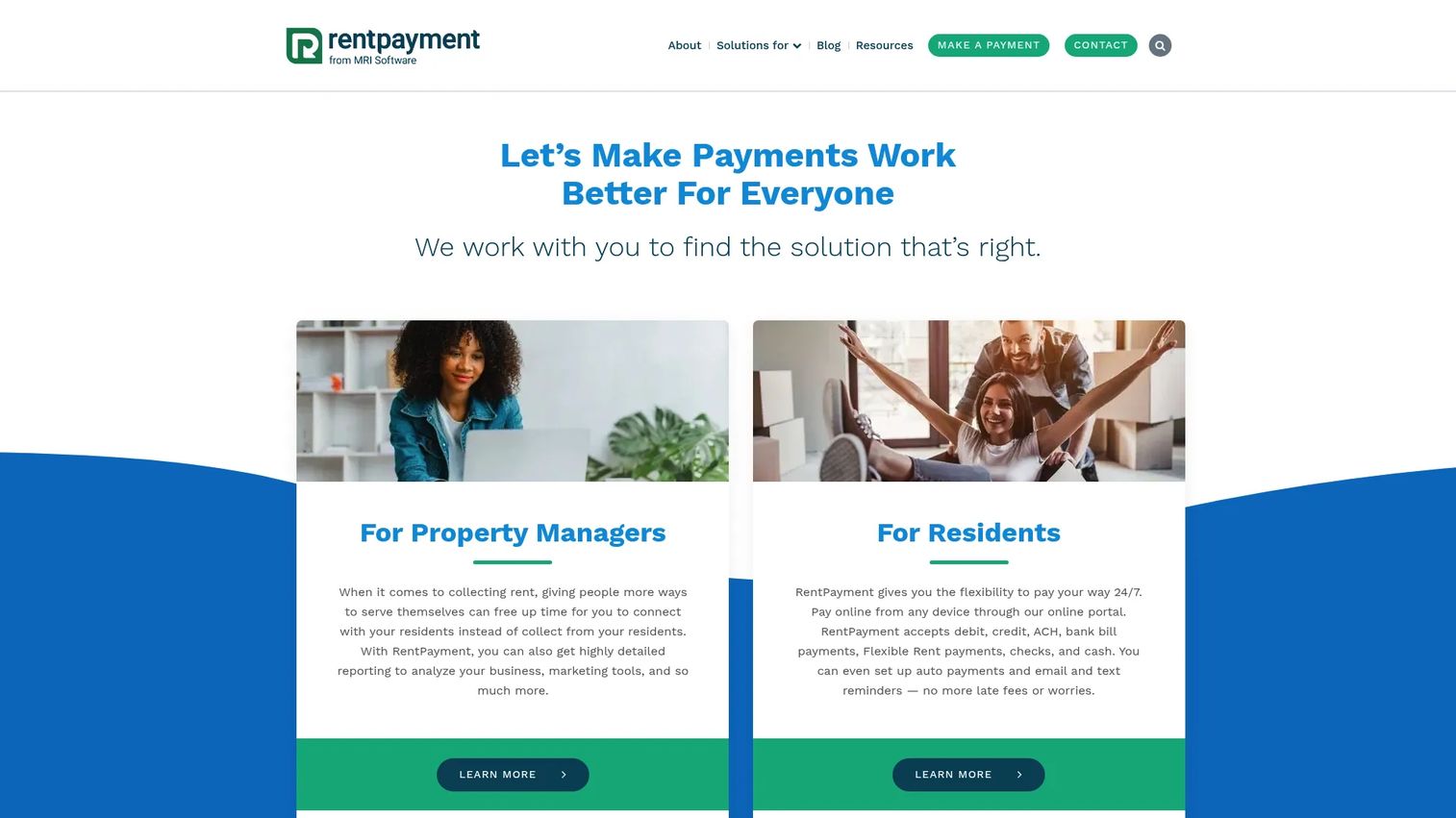 RentPayment online rent payment platform homepage