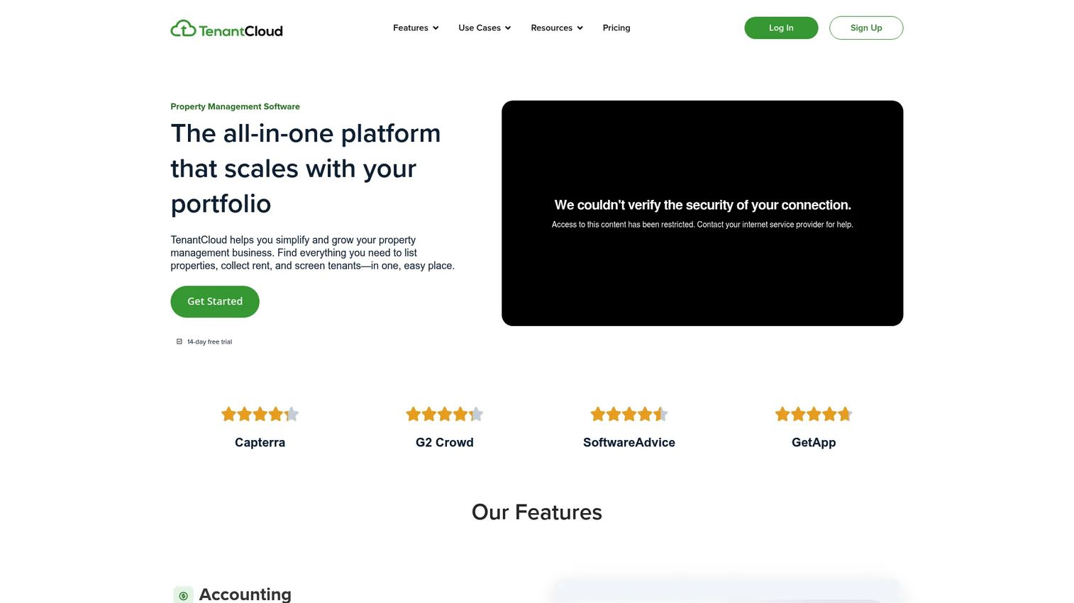 TenantCloud tenant screening and property management dashboard