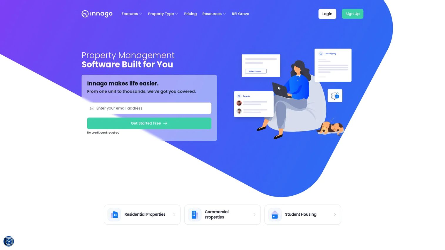 Innago free property management software dashboard