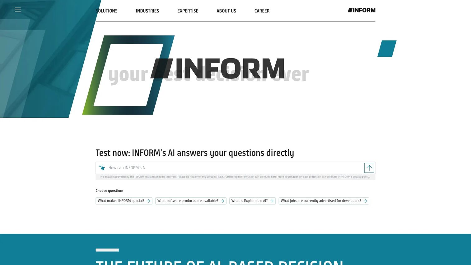INFORM AI optimization software interface