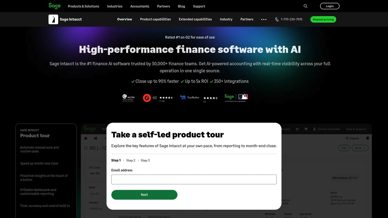 Sage Intacct cloud financial management interface