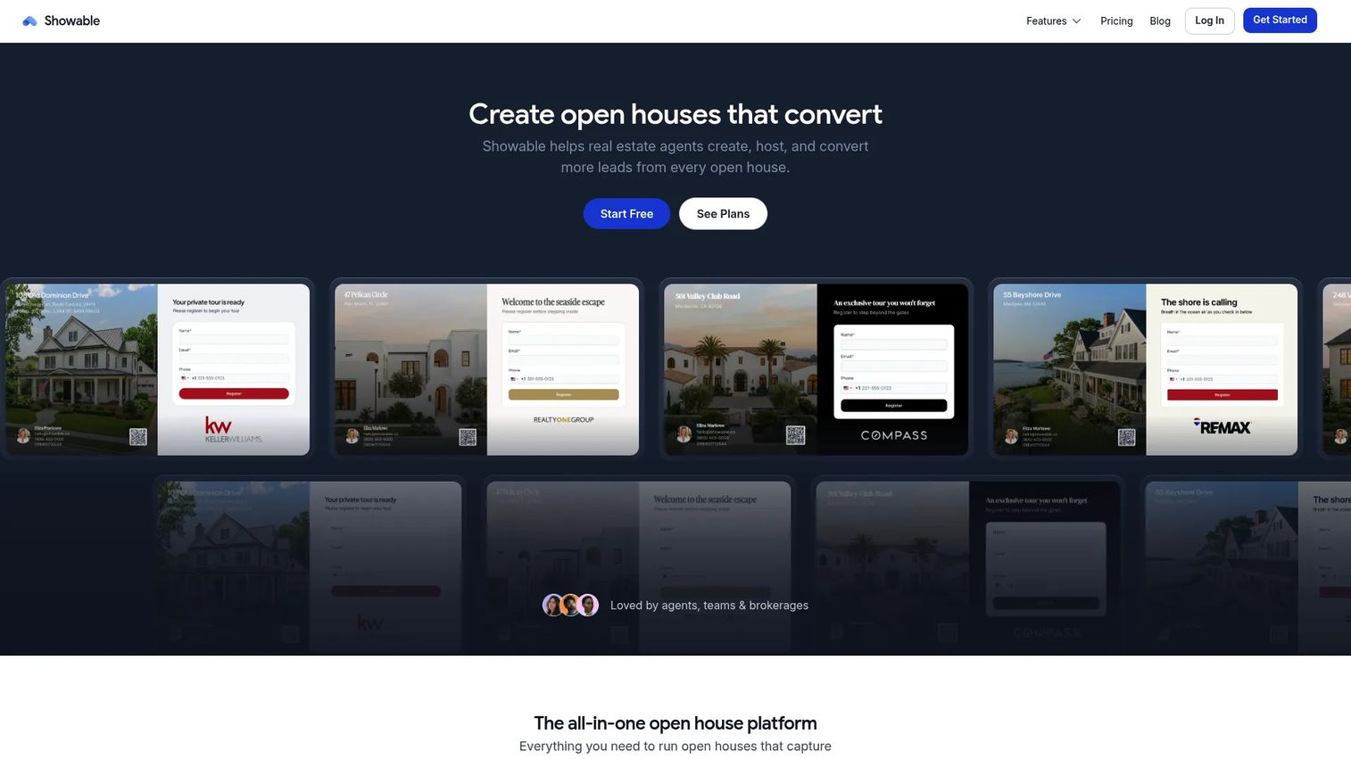 Showable all-in-one open house platform homepage