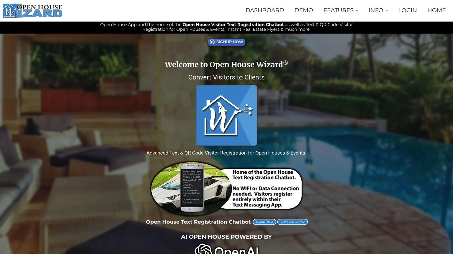 Open House Wizard visitor registration software homepage
