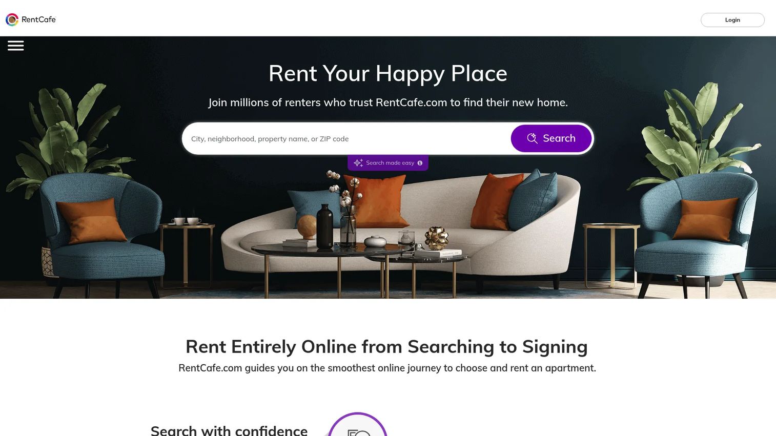 Yardi RENTCafe resident portal and apartment search interface