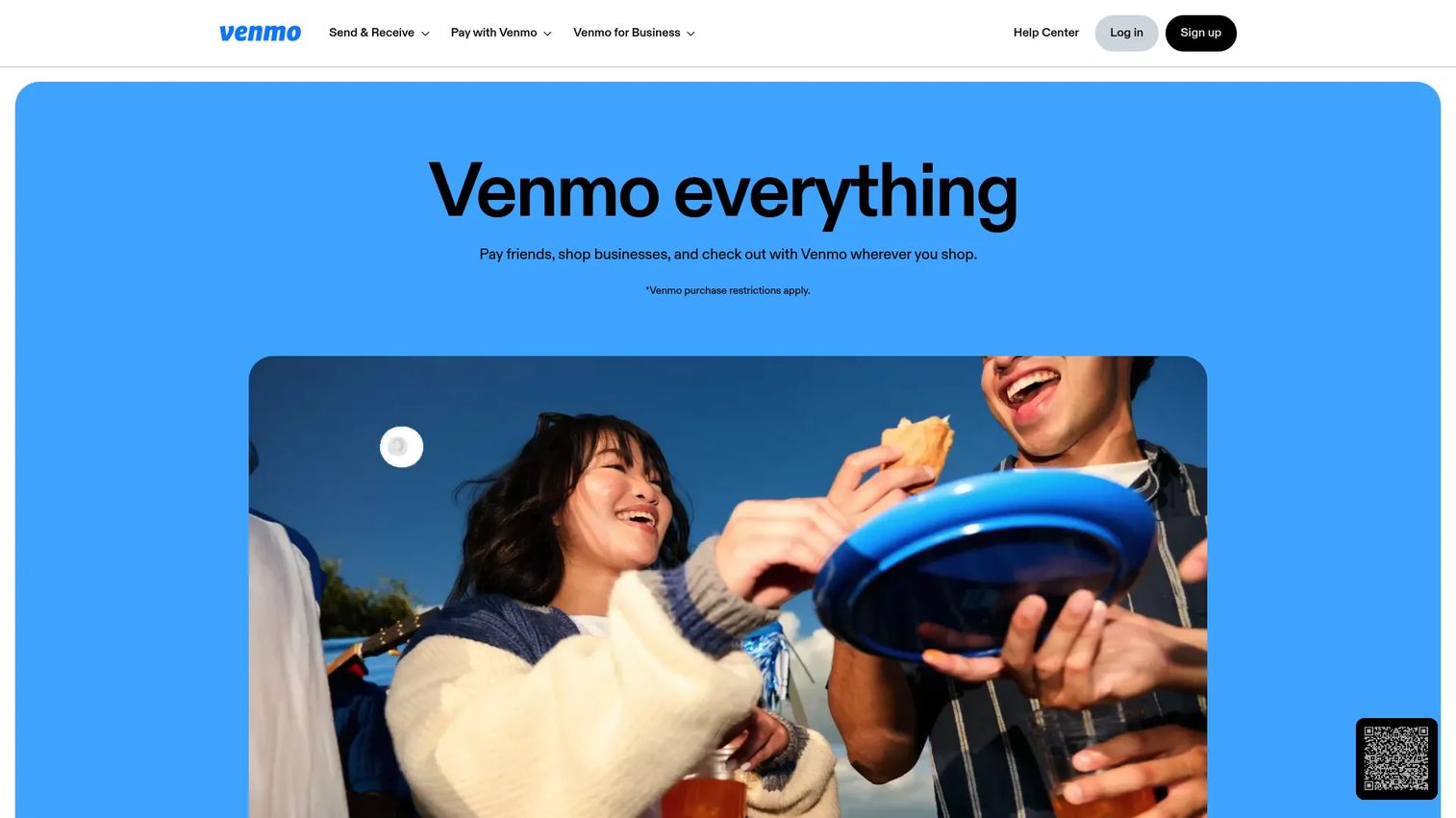 Venmo mobile payments app homepage