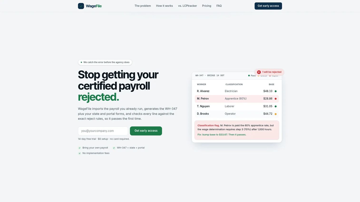 WageFile certified payroll and WH-347 validation software