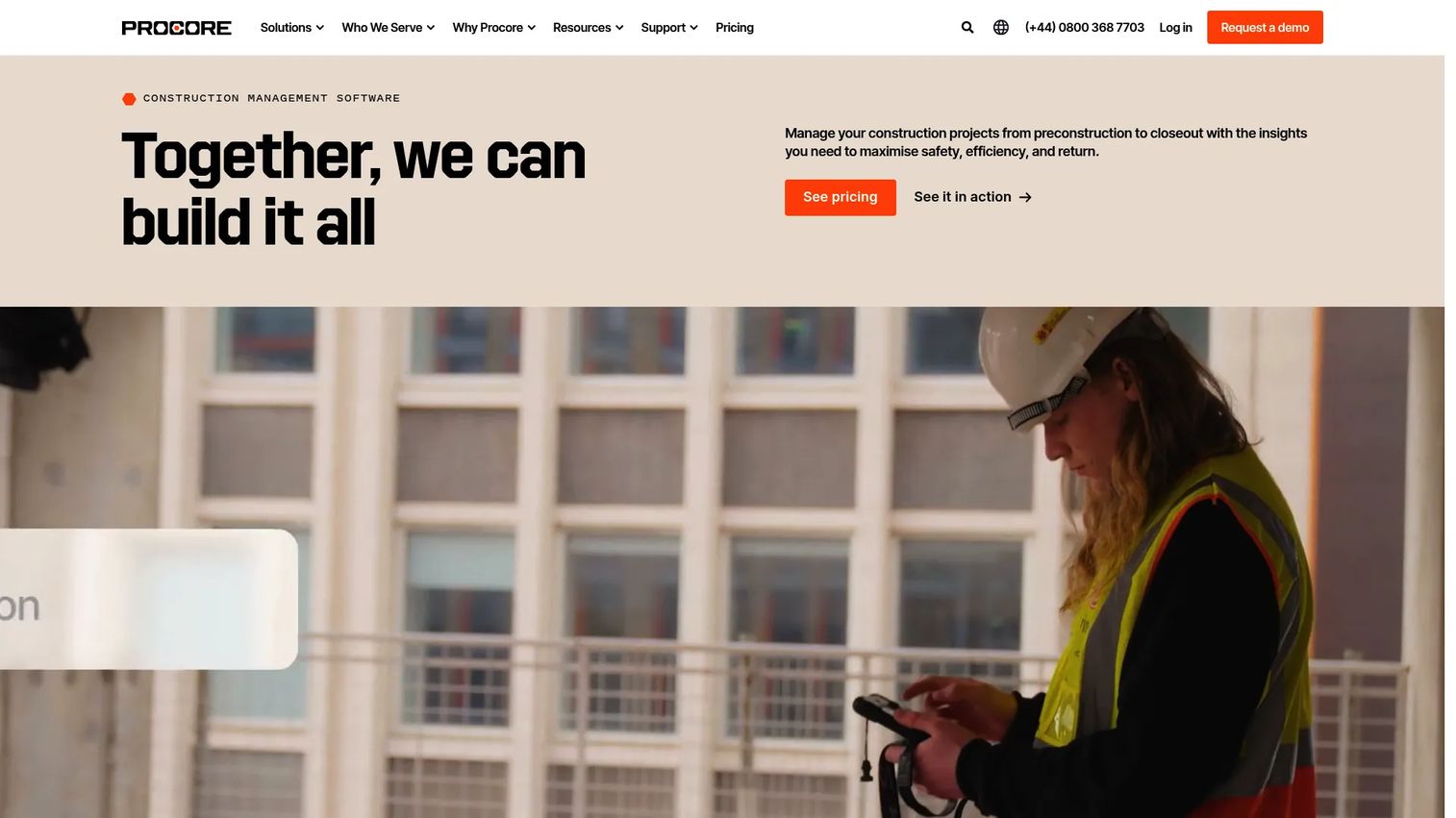 Procore construction management platform dashboard