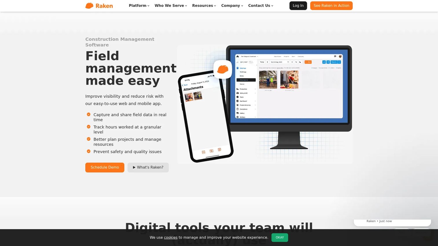Raken field reporting app interface