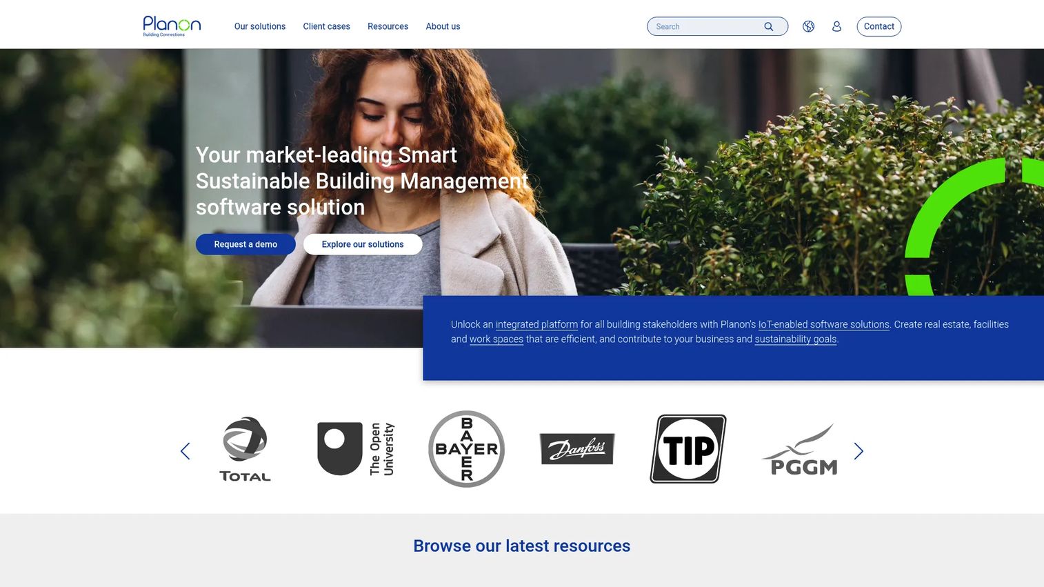 Planon integrated workplace management homepage