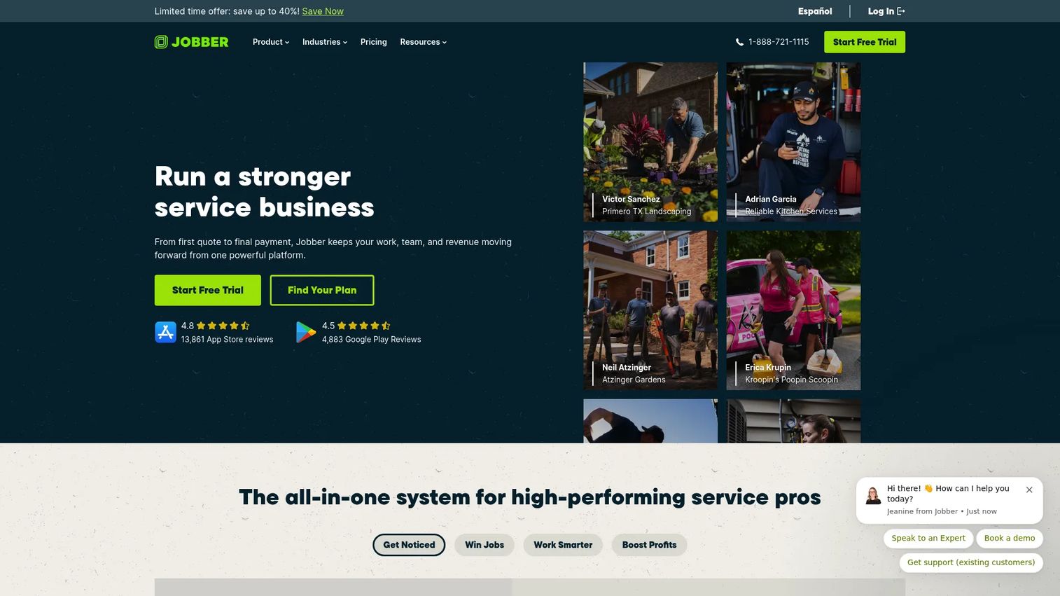 Jobber field service management software dashboard