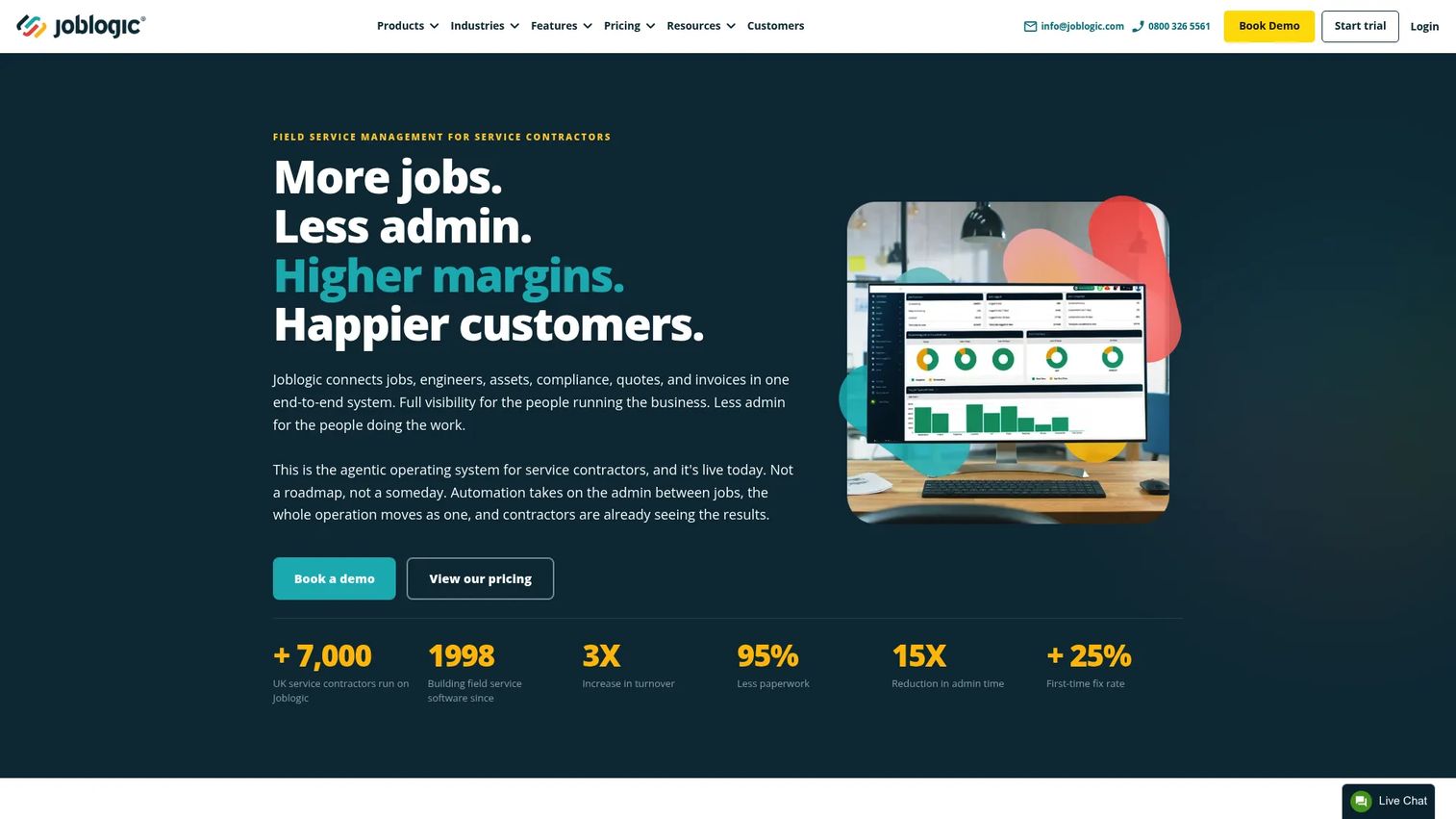 Joblogic homepage screenshot